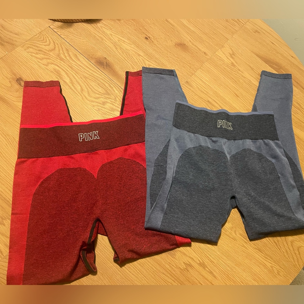 PINK Victoria's Secret Seamless Sport Workout Leggings (2 for 1)red&blue